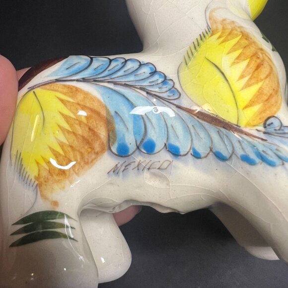 Vintage Mexican Tonala Hand Painted Pottery Ceramic Donkey Folk Art Figure 6.25" - Picture 8 of 9